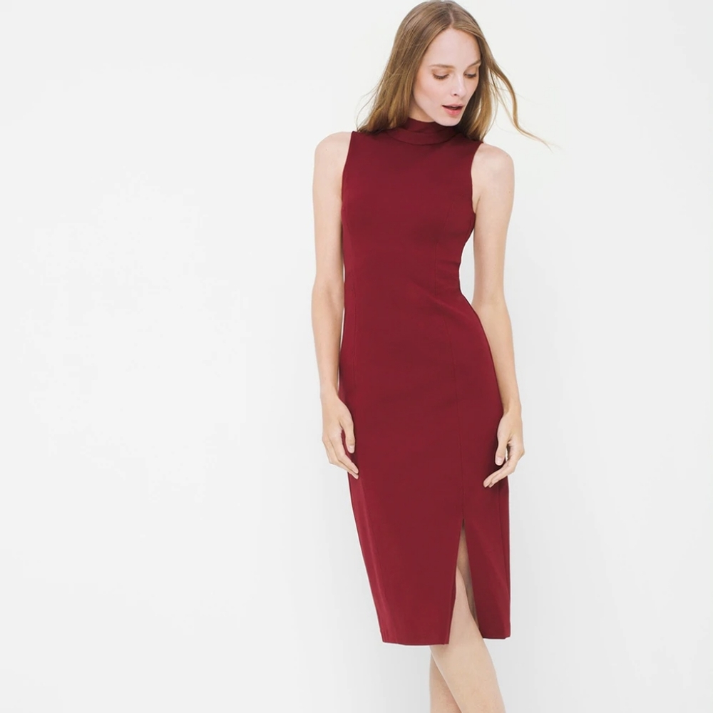 MOCK NECK SHEATH DRESS
